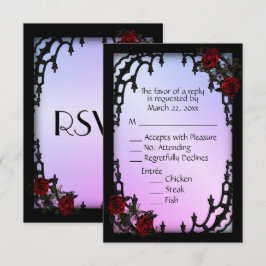 Rote Rose Gotisches UAWG Lila Menü RSVP Karte