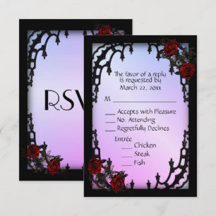 Rote Rose Gotisches UAWG Lila Menü RSVP Karte