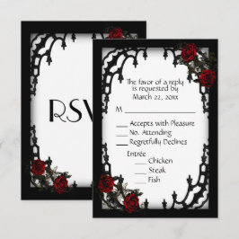 Rote Rose Gotisches UAWG Weißes Menü RSVP Karte