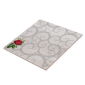 Rote Rose Grauwürfeldekoration Fliese (Seite)