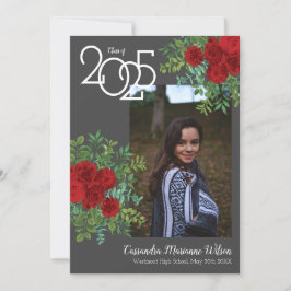 Rote Rose Gray Foto Abschluss Ankündigung