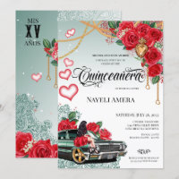 Rote Rose Green Lowrider Mexicana Quince Geburtsta