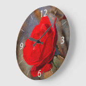 Rote Rose Große Wanduhr (Winkel)