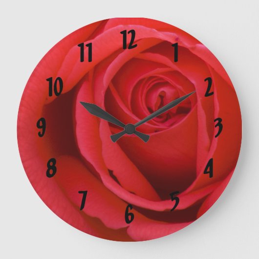 Rote Rose Große Wanduhr (Vorderseite)
