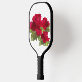 Rote Rose grün Blätter Weibchen Farbe: Schwarz Pickleball Schläger (Links)