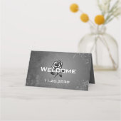 Rote Rose & Grunge Textured Wedding Platzkarte (Rückseite)