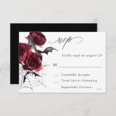 Rote Rose Halloween Fledermäuse auf UAWG RSVP Karte (Vorne/Hinten)