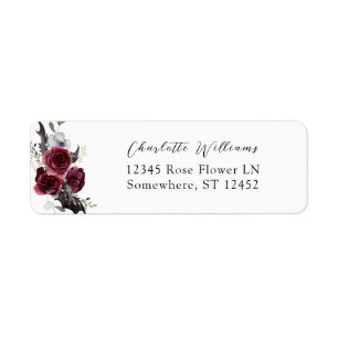 Rote Rose Halloween-Fledermäuse-Rücksendeadresse