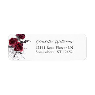 Rote Rose Halloween Fledermäuse Rücksendeadresse 2