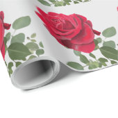 Rote Rose - handgemalt Geschenkpapier (Rolleneckpunkt)