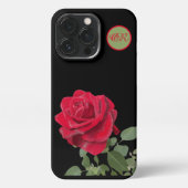 Rote Rose - Handgemalt - Monogramm iPhone Hülle (Rückseite)