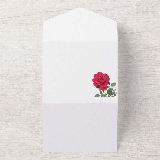 Rote Rose - handgestrichen All In One Einladung (Außenbereich)