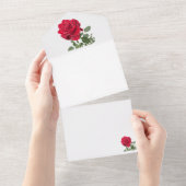 Rote Rose - handgestrichen All In One Einladung (Abreißen)