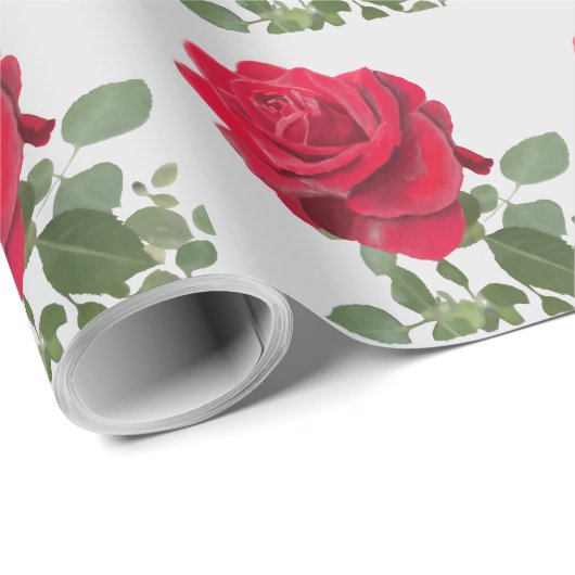 Rote Rose - Handgestrichen Geschenkpapier (Rolleneckpunkt)