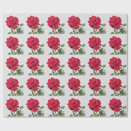 Rote Rose - Handgestrichen Geschenkpapier (Flach)