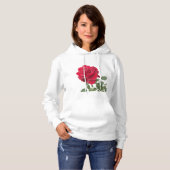 Rote Rose - handgestrichen Hoodie (Vorne ganz)