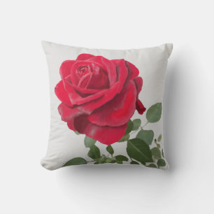 Rote Rose - Handgestrichen Kissen
