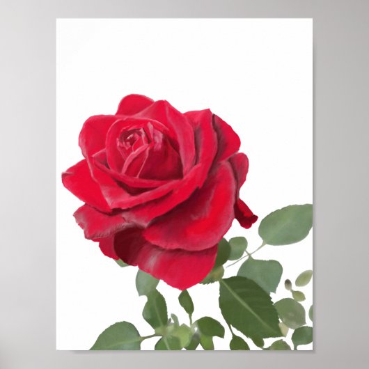 Rote Rose - handgestrichen Poster (Vorne)