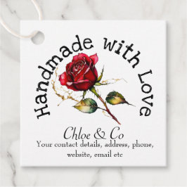 Rote Rose Handmade mit Liebe Produkt Vielen Dank Geschenkanhänger