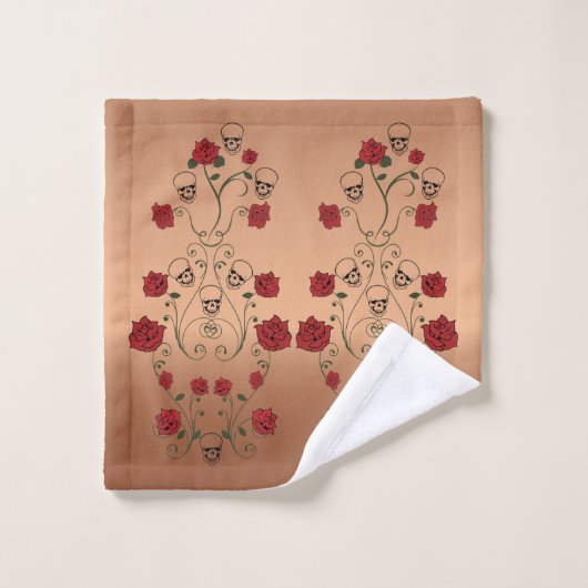 Rote Rose Handtücher - Skulls & Rose (Waschlappen)