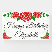 Rote Rose Happy Birthday Banner (Horizontal)