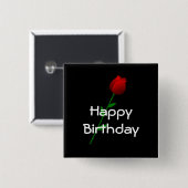 rote Rose "Happy Birthday" Button (Vorne & Hinten)