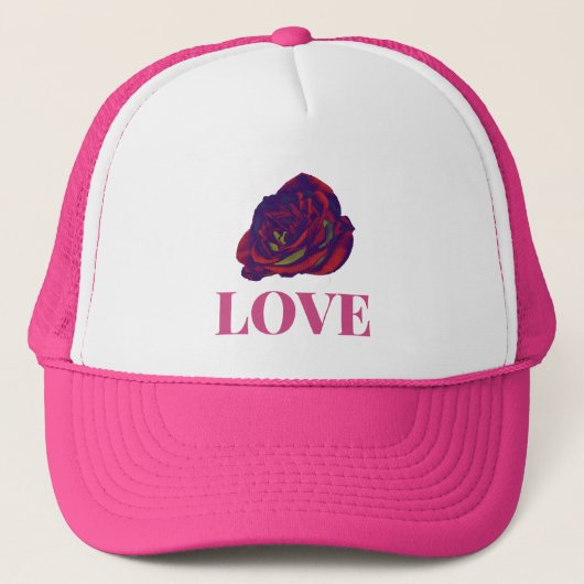 Rote Rose Hat Truckerkappe (Vorderseite)