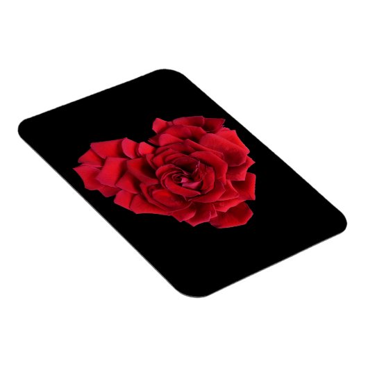 Rote Rose Heart Black Magnet (Rechte Seite)