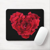 Rote Rose Heart Black Mousepad (Mit Mouse)