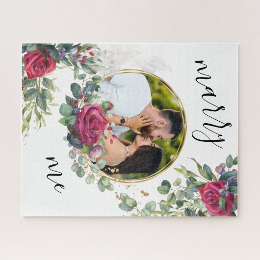 Rote Rose heiraten Me Script Vorschlag Foto Puzzle (Horizontal)