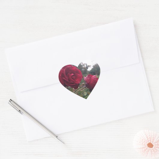 Rote Rose Herz-Aufkleber (Umschlag)