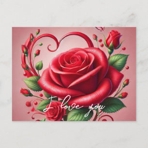 Rote Rose Herz I Liebe Sie Personalisierten Text Postkarte