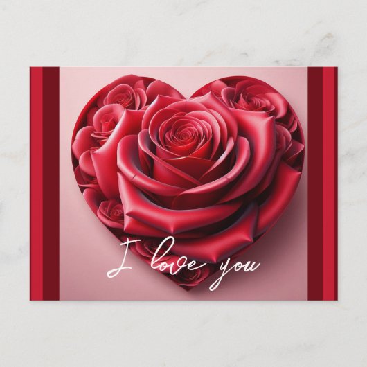 Rote Rose Herz I Liebe Sie Personalisierten Text Postkarte (Vorderseite)