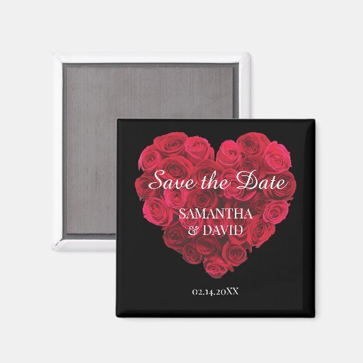 Rote Rose Herz Save the Date Magnet (Vorderseite/Rückseite)