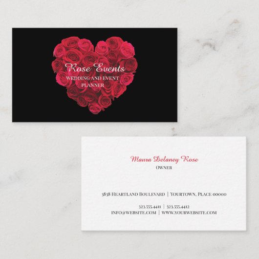 Rote Rose Herz Visitenkarte (Vorne/Hinten)