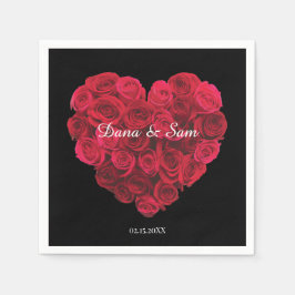 Rote Rose Herzbezug Partei Valentinstag Serviette
