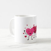 Rote & Rosé-Herzen Romantischer Becher Kaffeetasse (Vorderseite Links)