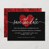 Rote Rose Herzklappen Save the Date Umschließungsk Begleitkarte (Vorne/Hinten)