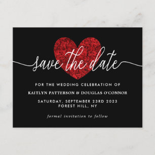 Rote Rose Herzklappen Save the Date Umschließungsk Begleitkarte