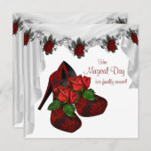 Rote Rose High Heel Schuhe Quinceanera Einladung (Vorne/Hinten)