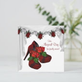 Rote Rose High Heel Schuhe Quinceanera Einladung (Stehend Vorderseite)