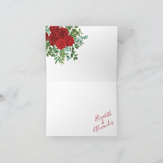 Rote Rose Hochzeit Dankeskarte (Innenseite)