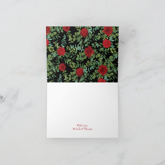 Rote Rose Hochzeit Dankeskarte (Innenseite)