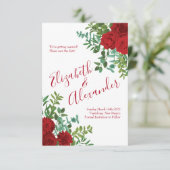 Rote Rose Hochzeit Einladung (Stehend Vorderseite)