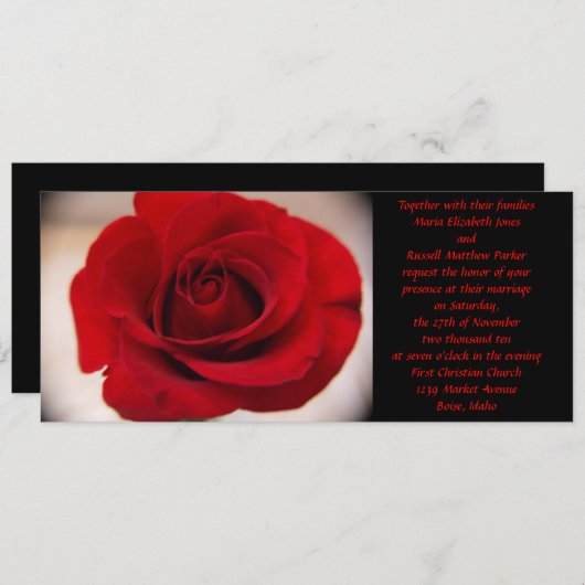 rote Rose Hochzeit Einladung (Vorne/Hinten)