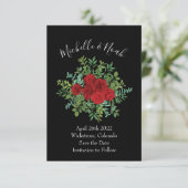 Rote Rose Hochzeit Einladung (Stehend Vorderseite)