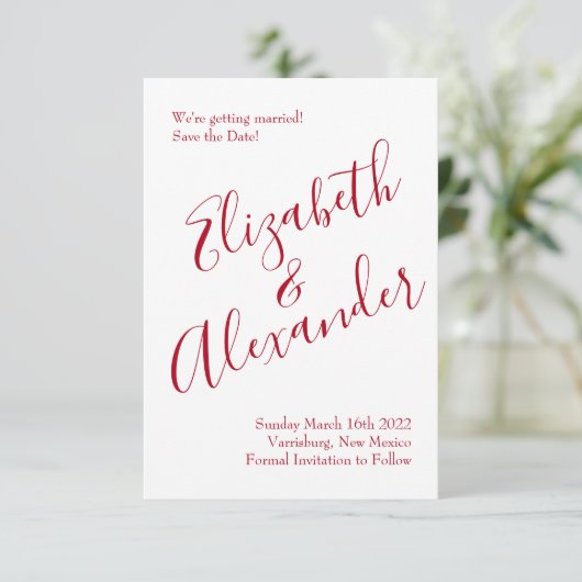 Rote Rose Hochzeit Einladung (Stehend Vorderseite)