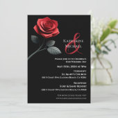 Rote Rose Hochzeit Einladung (Stehend Vorderseite)