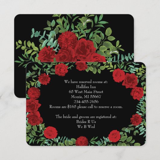 Rote Rose Hochzeit Einladung (Vorne/Hinten)