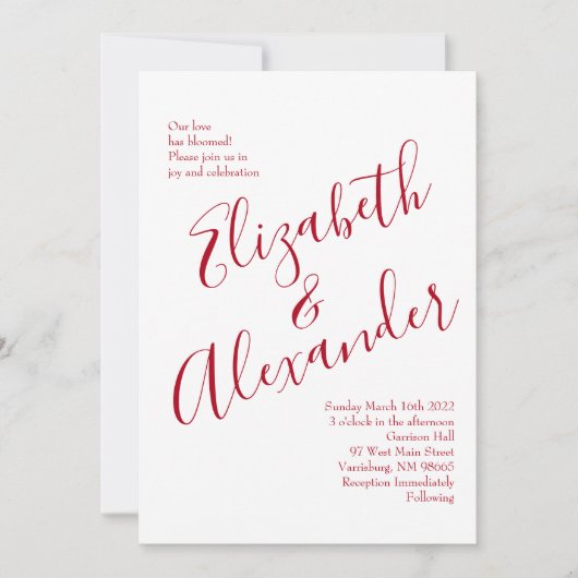 Rote Rose Hochzeit Einladung (Vorderseite)